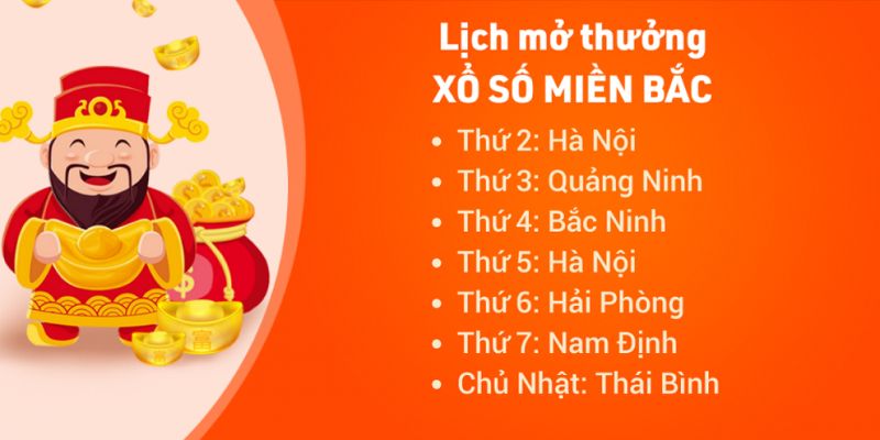 Lịch quay mở thưởng hằng tuần của Xổ số miền Bắc